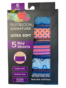 5-Pack Fruit of the Loom Signature Ultra Soft, Girls' Boy Shorts, Size 10