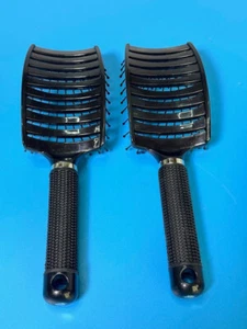 2 Pack Black Curved Hair Brush Vented Styling Detangling Firm Bristle - Picture 1 of 8