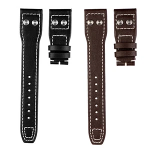 21mm 22mm Leather Watch Band Strap Rivets For Iwc Big Pilot No Buckle Strap - Zdjęcie 1 z 10