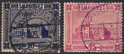 1922-23 Saar - SC# 104-106 - Saarbrücken City Hall - 2 Different Stamps - Used - Image 1 of 2