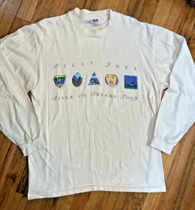 1993 XL Langarm T-Shirt Billy Joel River of Dreams Tour USA Creme Vintage - Bild 1 von 10