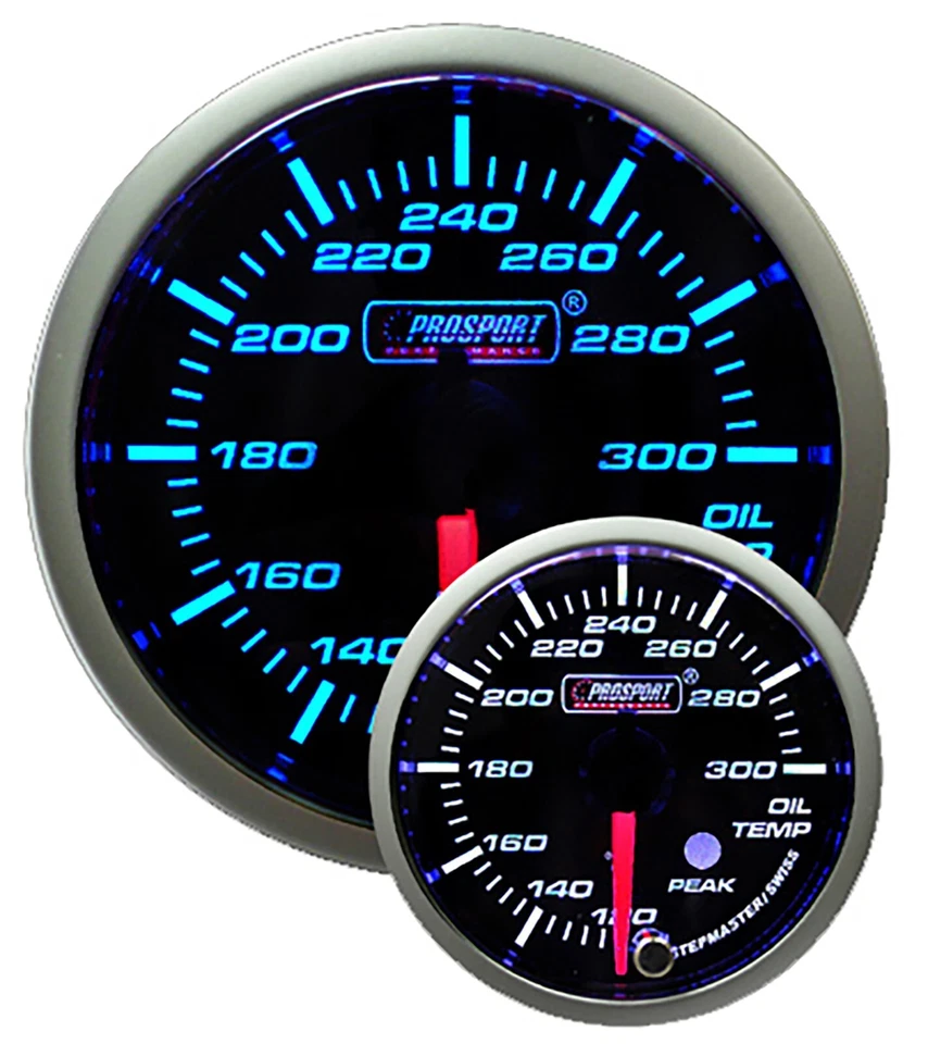 Medidor Premium de Temperatura del Aceite Azul/Blanco con Pico y Advertencia 52mm con Transmisor Foto 1 de 2