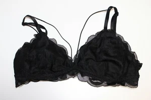 Victoria's Secret Pink Lace Triangle No Wire Bralette Black Large - Picture 1 of 10