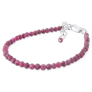 Natural Ruby 2mm Beads 925 Sterling Silver Clasp 7.5 inch Gemstone Bracelets - Picture 1 of 8