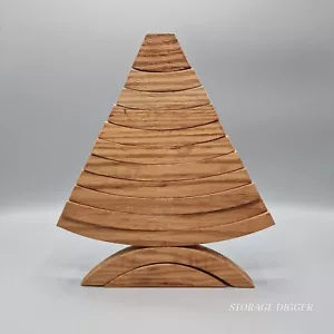 Vintage Weihnachtsbaum aus Holz, beweglich, flach liegend oder aufdrehbar, aufklappbar Wohndeko - Bild 1 von 11