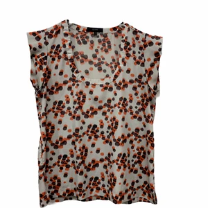 Eclair Blouse Top Beige Polka Dot Sleeveless Scoop Neck Size L Women - Picture 1 of 5