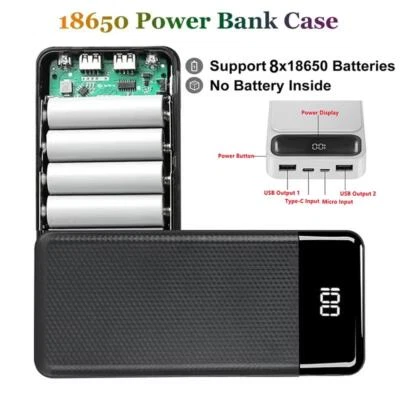 Para 8* 18650 Estuche de Batería Caja de Carga Estuche Hágalo Usted Mismo Banco de Alimentación USB 5V Tipo-C Foto 1 de 4