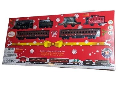 New Lionel 37-Piece Battery Operated Christmas Railroad Train Set Penn 712099 - Image 1 of 4