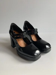 M&S Women's Leather Platform Shoes UK 5 RRP £59 NEW Mary Jane black chunky - Picture 1 of 11