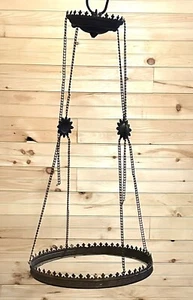 Antique Hanging Oil Kerosene Lamp Frame with Canopy and 14" Shade Holder - Picture 1 of 6