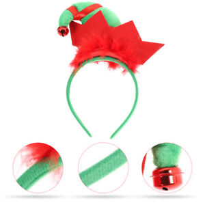 Weihnachts-Nikolausmütze mit Glöckchen-Stirnband (Rot Grün)