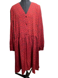 Urban Threads Dress Women Floral Red Black Shirt V neck Size 26 - Picture 1 of 11
