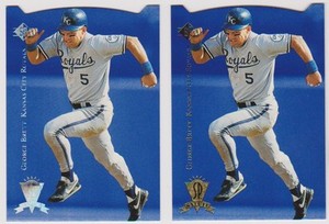 1995 SP Silver #3 George Brett Salute & 1995 SP #3 (non silver) KC Royals 