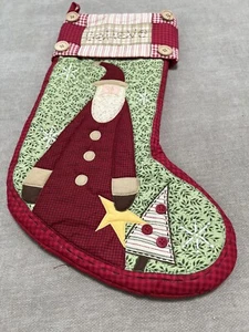 Weihnachtsstrumpf gesteppt Santa Cottagecore primitiv Bauernhaus Landhütte - Bild 1 von 7