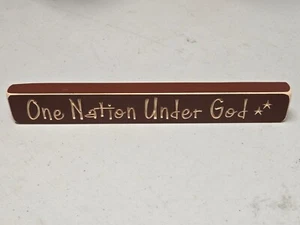 Eine Nation unter Gott graviertes Holzblockschild 12" Distressed stapelbar - Bild 1 von 2