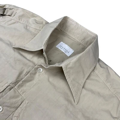 Camisa de trabalho Iceberg masculina 100% algodão botão L/S bege • Itália • Grande - Imagem 1 de 4