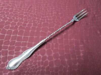 BEADED 1896 Long Twisted Handle Pickle Fork Antique Silverplate No Monogram   JU — 第 1/3 张图片