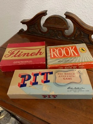 Vintage Lot of 3 Parker Brothers Card Games  Rook 1955, Flinch 1938, Pit 1947 - Image 1 of 4