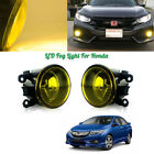 2PCS Golden Yellow Left Right Fog Lights w/H11 Bulbs For Honda Civic Accord New