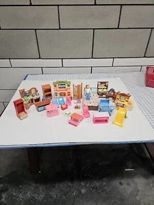 Vintage Mattel Fisher Price Doll House Furniture Lot Of 20 Makes Sounds - Picture 1 of 11