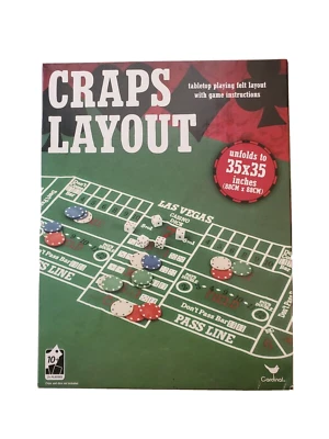 Cardinal Craps Layout Tabletop Playing Felt 35"X35" Dice Game Mat. New in Box - Image 1 of 2