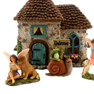Vibrant 6.5" Fairy Garden House with Charming Figurines for Whimsical Decor - Picture 1 of 11