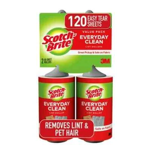 Scotch-Brite Lint Roller, 2 Rollers, 60 Sheets Per Roller, 120 Sheets Total - Picture 1 of 6