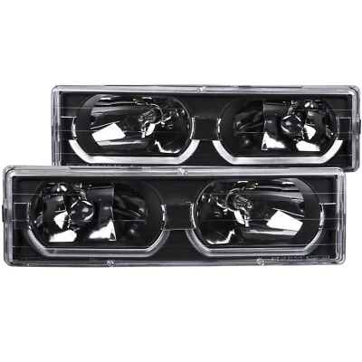 Black/Clear Low-Brow Style Headlight Assemblies for 88-98 Chevy GMC OBS Trucks - Image 1 of 4