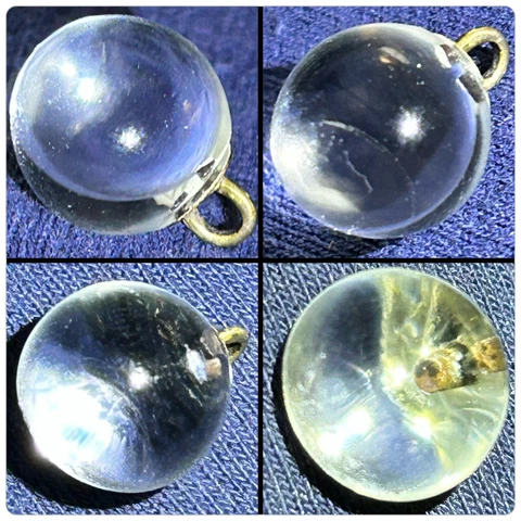 Antique 19th Century Crystal Clear “Pools of Light”Glass Ball Waistcoat Button Cover