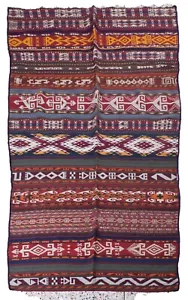 Ghajari Traditional Striped Hand Weaved Kilim 4 x 8 ft SR I016 - Picture 1 of 7