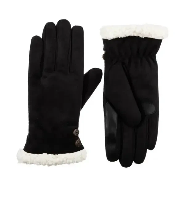 Isotoner Signature Women's Microsuede Water-Repellent Gloves - Black L/XL