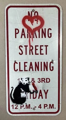 Authentic Banksy bomb hugger girl  On Street Sign NYC/Los Angeles California - Image 1 of 4