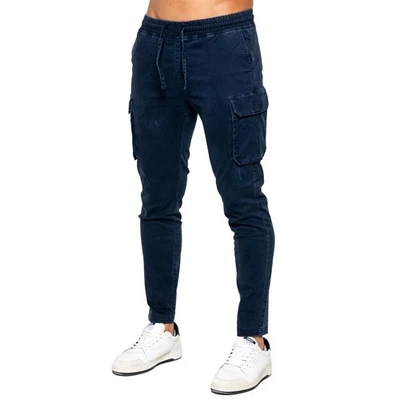 Enzo Mens Cargo Trousers Elasticated Casual Cotton Pants Uk Size S-2XL - Image 1 of 4