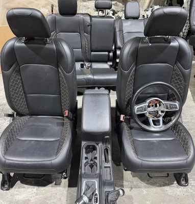 2019-2025 Jeep Wrangler Black Leather Front/Rear Seats w/console - Image 1 of 3