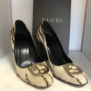GUCCI Pumps Heel Zebra Interlocking Harako Multicolor EU35.5/US5.5 85353c - Picture 1 of 24