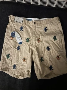 Pantalones Cortos Bordados Castaway Grateful Dead Bear Talla 36 Nuevos Con Etiquetas - Imagen 1 de 4