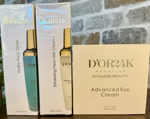 D'OR24K Exfoliating Pearl Milk Cleanser Hydra Fresh Toner & Eye Cream SEALED - Picture 1 of 7