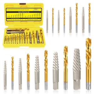 18PCS Screw Extractor Set, 37# Cr-Mo & 6542 HSS Steel Cobalt Left-Hand Drill ... - Picture 1 of 6