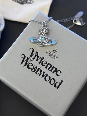 Vivienne Westwood Darlene Saturn Crystal Blue Nana Orb Pendant Necklace - Bild 1 von 4