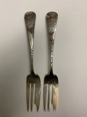 Gorham Sterling Silver & Other Metals Pastry/Pie Fork Set Circa 1800's - Image 1 of 4