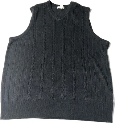 Chaleco suéter tejido con cable azul Dockers cuello en V para hombre talla XL Foto 1 de 4