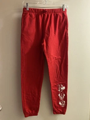 Disney Minnie Mouse Girls Red Sweats Sweat Pants XL 14 16 Waist 28” 30” Elastic - Image 1 of 4
