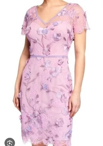 VESTIDO DE CÓCTEL MARCHESA NOTTE MALLA APLIQUES FLORALES TALLA 4 - Imagen 1 de 9