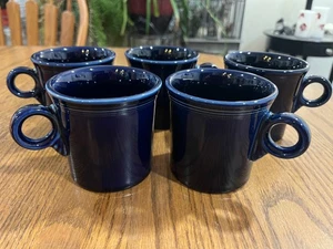 5er Set * Fiestaware KOBALTBLAU Kaffeebecher RINGGRIFF Homer Laughlin, nicht mehr produziert - Bild 1 von 8