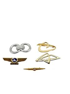 Retro Brooch Lot – Eastern Airlines Wings & Abstract Gold Silver Modern Pins - Picture 1 of 14