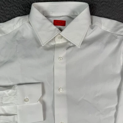 Camisa Isaia Napoli Para Hombres XL Blanca Manga Larga Vestido Abotonado Italia NUEVO Iniciales Foto 1 de 4