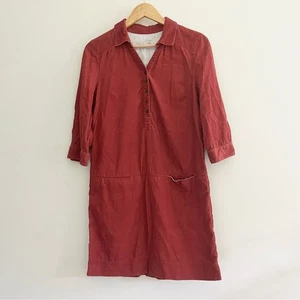 Vestido recto Odille Anthropologie Sienna naranja óxido fino de pana de ballena 6 Boho - Imagen 1 de 8