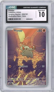 Phanpy 205/191 Surging Sparks Illustration Rare Pokemon CGC 10 GEM MINT - Picture 1 of 3