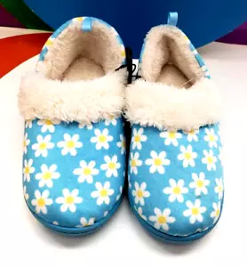 Girls comfortable indoor slippers with white daisies size 9-10 regular - Picture 1 of 5