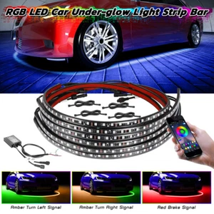 4Pcs RGB LED Strips Car Neon Underbody Under Glow Light Bluetooth APP Remote 12V - Picture 1 of 6
